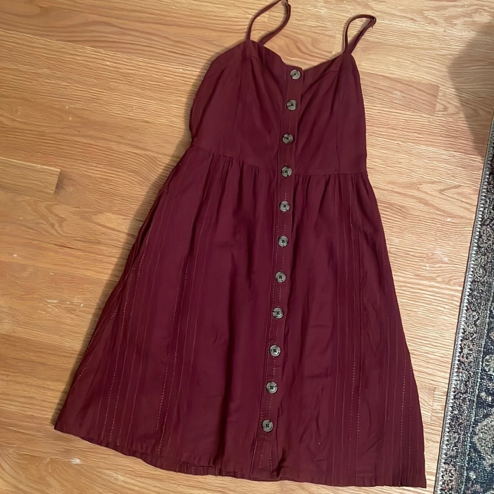 Elegant Burgundy Button-Down Dress